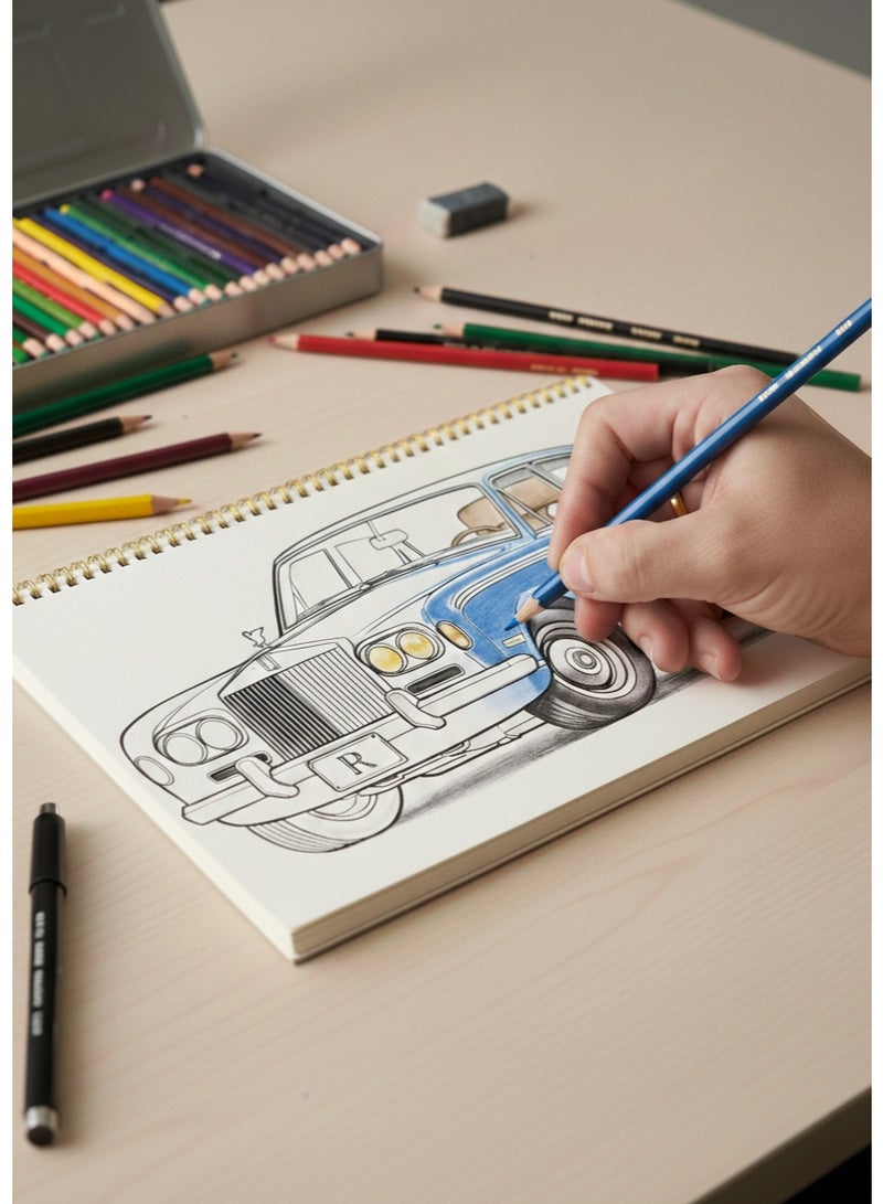 BookFactory Arabic Coloring Book - Classic Cars for Adults and Teens, 12 designs Book size 30x2 - Image 5